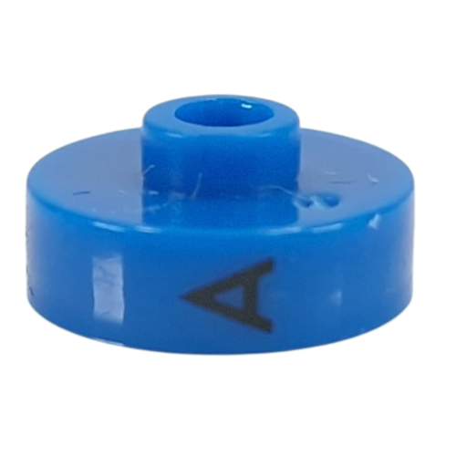 Pen Bead, Round Short, Flat Edge with 'A', 'J', 'T' Print Blue
