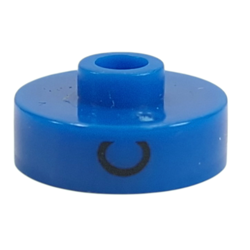 Pen Bead, Round Short, Flat Edge with 'C', '9', 'G' Print Blue