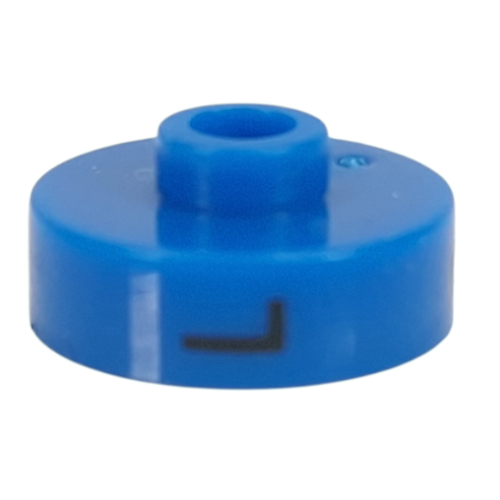 Pen Bead, Round Short, Flat Edge with 'L', '2', 'N' Print Blau