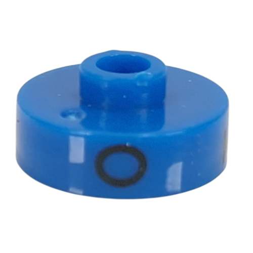 Pen Bead, Round Short, Flat Edge with 'O', 'T', 'Z' Print Blue