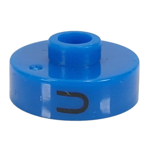 Pen Bead, Round Short, Flat Edge with 'U', '7', 'J' Print Blue