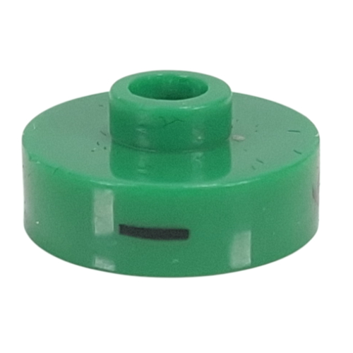 Pen Bead, Round Short, Flat Edge with 'I', '6', 'R' Print Green