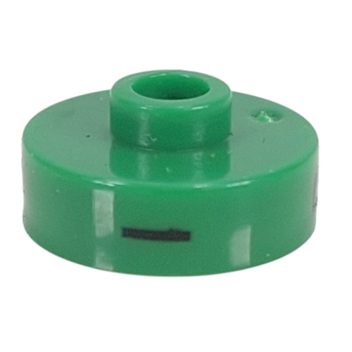 Pen Bead, Round Short, Flat Edge with 'I', 'P', 'Q' Print Green