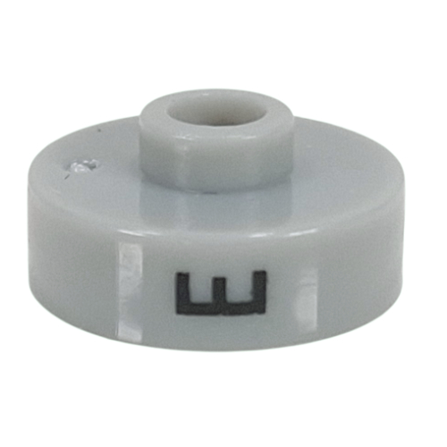 Pen Bead, Round Short, Flat Edge with 'E', '8', 'D' Print Hellgrau