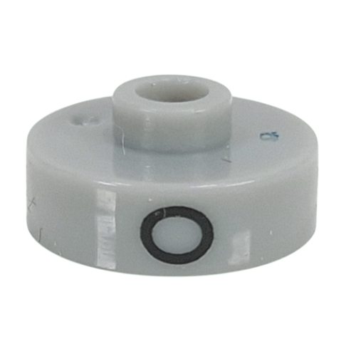 Pen Bead, Round Short, Flat Edge with 'O', 'Y', 'K' Print Light Gray