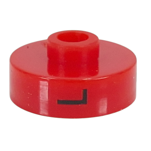 Pen Bead, Round Short, Flat Edge with 'L', '1', 'H' Print Rot