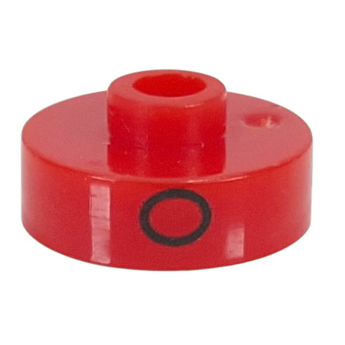 Pen Bead, Round Short, Flat Edge with 'O', 'S', 'D' Print Red