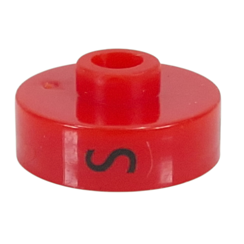 Pen Bead, Round Short, Flat Edge with 'S', '5', 'X' Print Rot