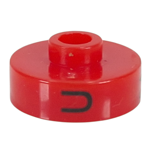 Pen Bead, Round Short, Flat Edge with 'U', 'M', 'T' Print Red