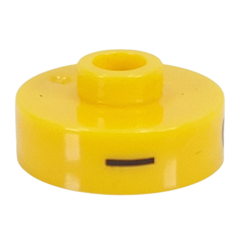 Pen Bead, Round Short, Flat Edge with 'I', 'C', 'T' Print Yellow