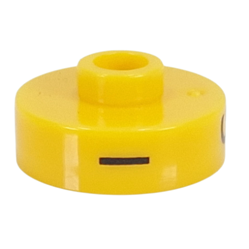 Pen Bead, Round Short, Flat Edge with 'I', 'G', 'X' Print Gelb