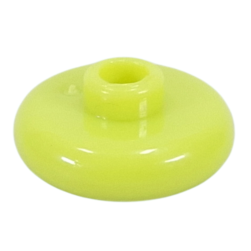 Pen Bead, Round Short, Curved Edge Yellowish Green
