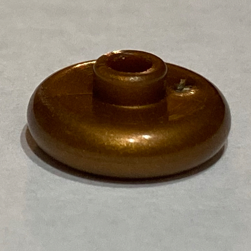 Pen Bead, Round Short, Curved Edge Flat Dark Gold