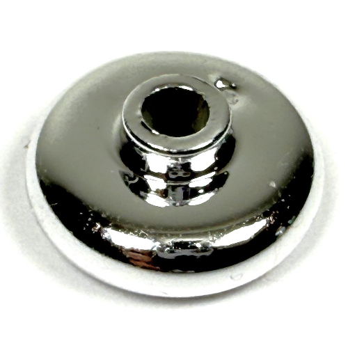 Pen Bead, Round Short, Curved Edge Chrome Silver