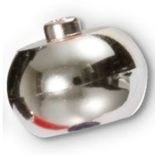 Pen Bead, Round Orb Chrome Silver