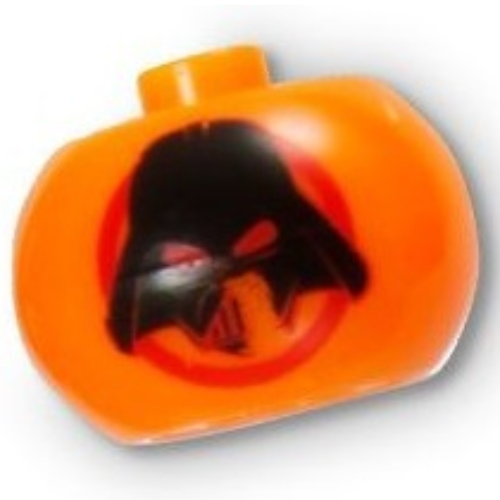 Pen Bead, Round Orb with Darth Vader Head Print Orange