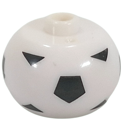 Pen Bead, Round Orb with Soccer Ball Print Weiß