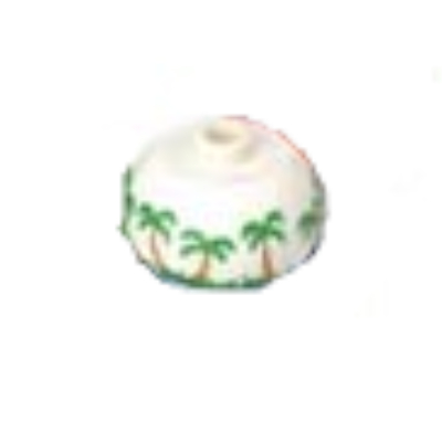 Pen Bead, Round Orb with Palm Trees Print White