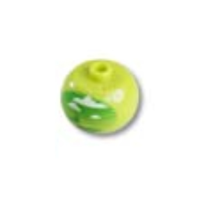 Pen Bead, Round Orb with Clouds Print Lime