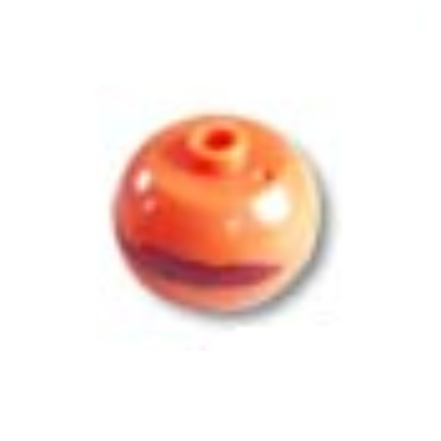 Pen Bead, Round Orb with Red Line Print Orange