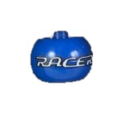 Pen Bead, Round Orb with 'RACERS' Print Blau