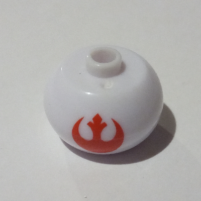Pen Bead, Round Orb with Star Wars Rebel Symbol Print Weiß