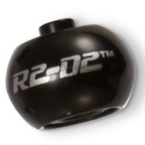 Pen Bead, Round Orb with Silver 'R2-D2' Print Schwarz