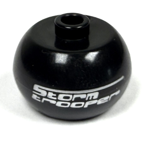 Pen Bead, Round Orb with 'Stormtrooper' Print Black