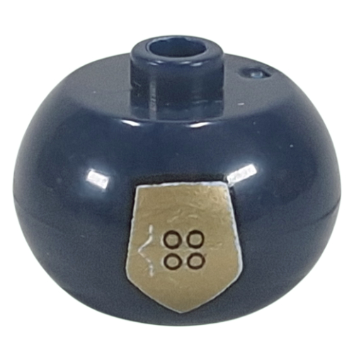 Pen Bead, Round Orb with Gold Police Badge Print Dunkelblau