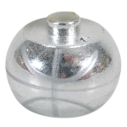 Pen Bead, Round Orb with Basketball, Curved White Lines Print Metallic-Silber
