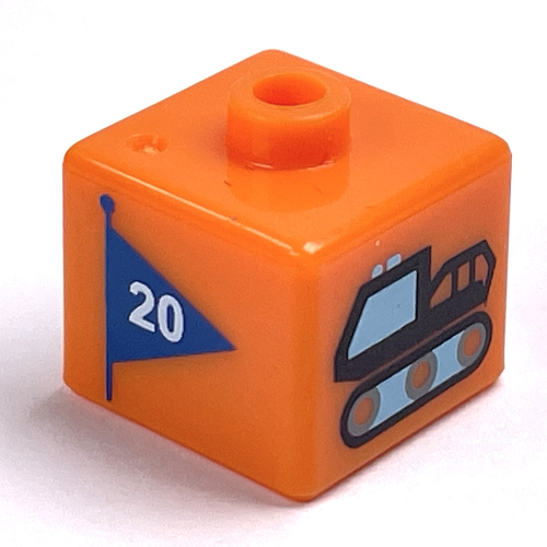 Pen Bead, Square with Tracked Snow Truck and Flag Print Orange