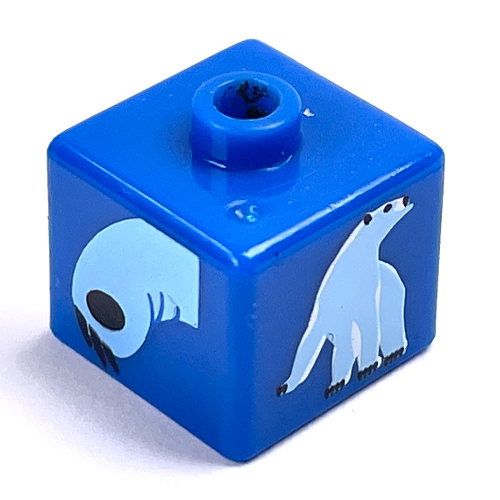 Pen Bead, Square with Polar Bear Print Blue