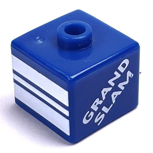 Pen Bead, Square with 'HOME RUN' , 'GRAND SLAM' and White Stripes Print Blue