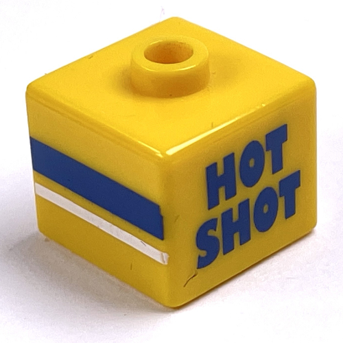 Pen Bead, Square with 'HOT SHOT', 'SCORE!' and '23' Print Gelb
