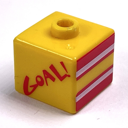 Pen Bead, Square with 'GOAL!', '5' and Star Print Gelb