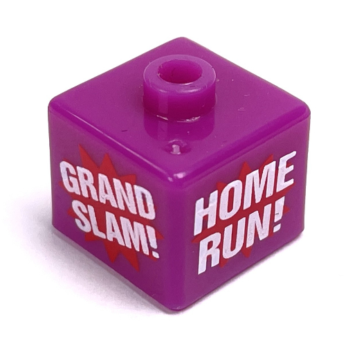 Pen Bead, Square with 'GRAND SLAM', 'HOME RUN' Print Purple