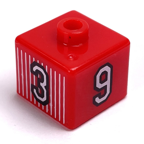 Pen Bead, Square with '3', '9', '4', and '11' Print Rot
