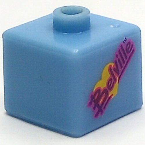 Pen Bead, Square with Belville Logo Print Light Blue