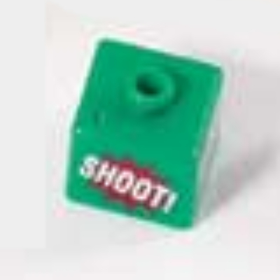 Pen Bead, Square with 'SHOOT' Print Green
