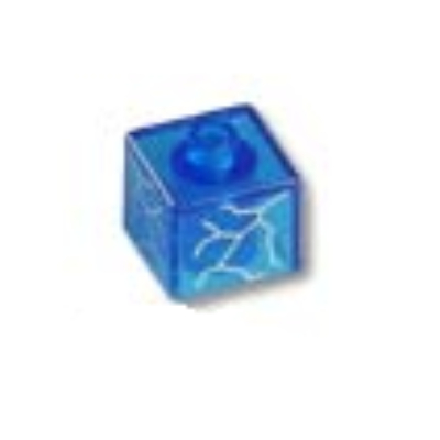 Pen Bead, Square with Lightning Print Trans-Dark Blue
