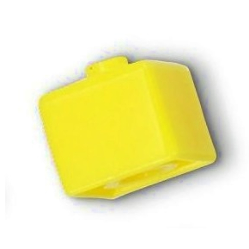 Pen Bead, Square with Black and Red Mask Print Yellow