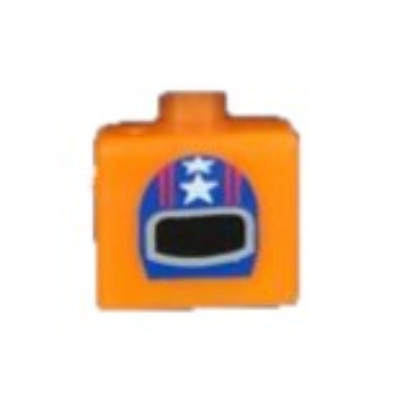 Pen Bead, Square with Racing Helmet Print Orange