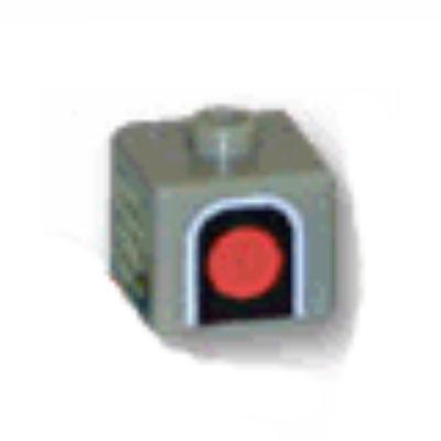 Pen Bead, Square with Red Traffic Light Print Light Gray