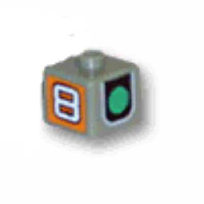Pen Bead, Square with Green Traffic Light Print Hellgrau