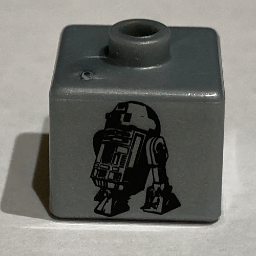 Pen Bead, Square with R2-D2 Print Dunkelgrau