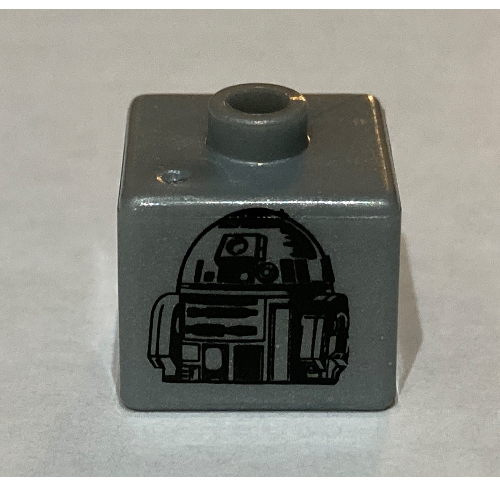 Pen Bead, Square with R2-D2 Print Dark Gray