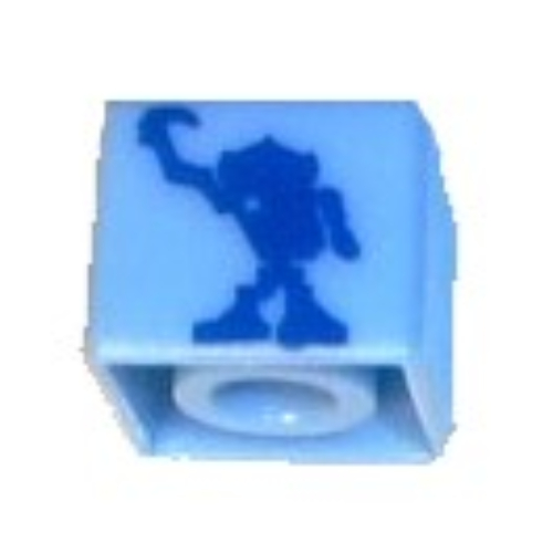 Pen Bead, Square with Bionicle Figure Print Medium Blue
