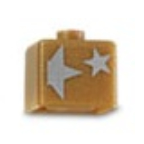 Pen Bead, Square with Silver Stars Print Perlgold