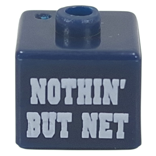 Pen Bead, Square with White 'NOTHIN' BUT NET' print Dark Blue