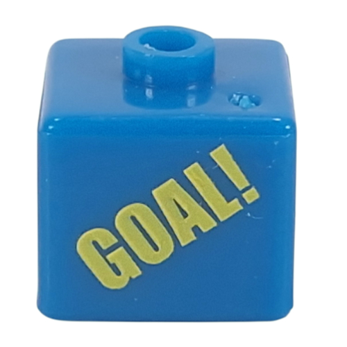 Pen Bead, Square with Yellow 'GOAL!' / 'SCORE' print Blue